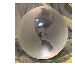 Vintage Globe World Glass Clear Paperweight Mundo Travel Viaje